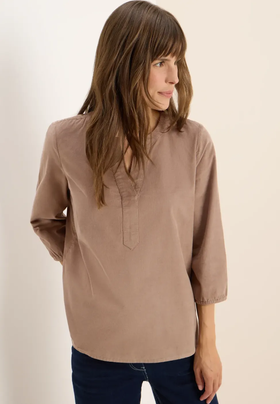Split Neck Cordbluse
