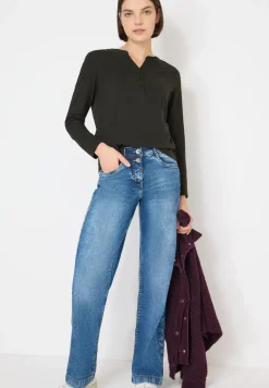 Split Neck Langarmshirt