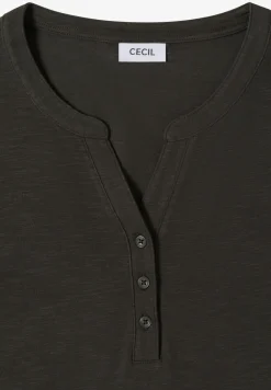 Split Neck Langarmshirt