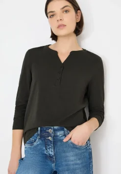 Split Neck Langarmshirt