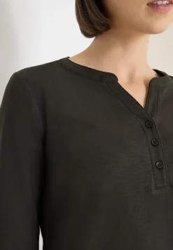 Split Neck Langarmshirt