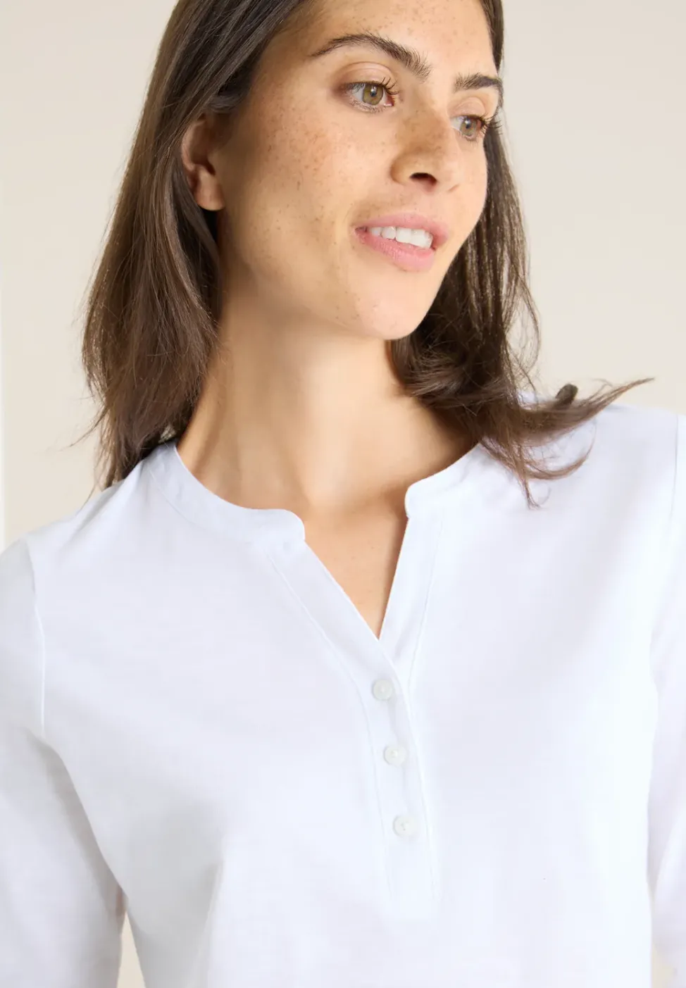Split Neck Langarmshirt