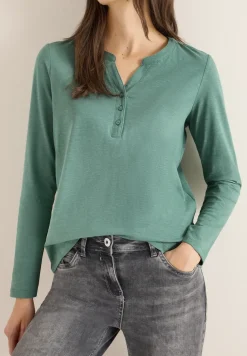 Split Neck Langarmshirt