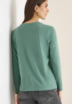 Split Neck Langarmshirt