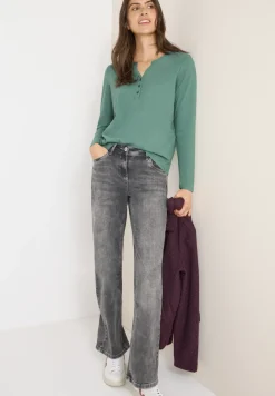 Split Neck Langarmshirt