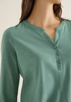Split Neck Langarmshirt