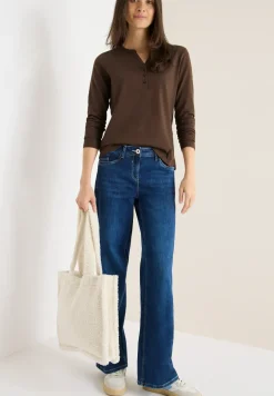 Split Neck Langarmshirt