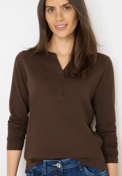 Split Neck Langarmshirt