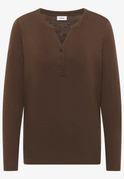 Split Neck Langarmshirt