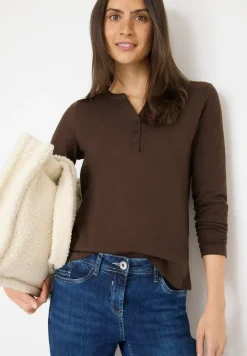 Split Neck Langarmshirt