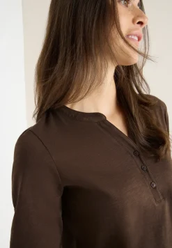Split Neck Langarmshirt