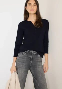 Split Neck Langarmshirt