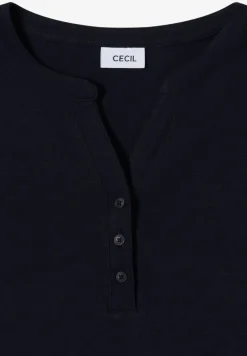 Split Neck Langarmshirt