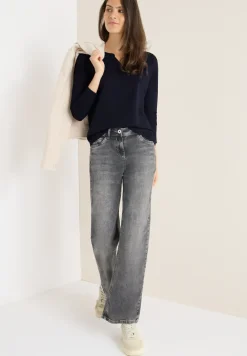 Split Neck Langarmshirt