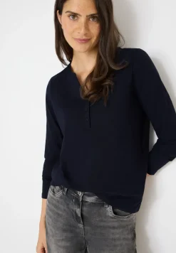 Split Neck Langarmshirt