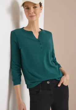 Split Neck Langarmshirt