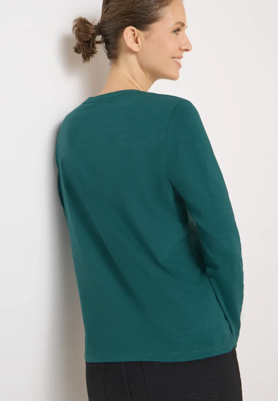 Split Neck Langarmshirt