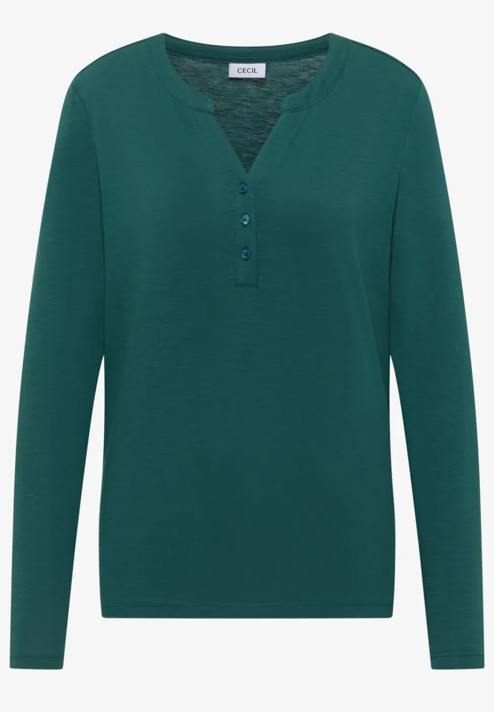 Split Neck Langarmshirt