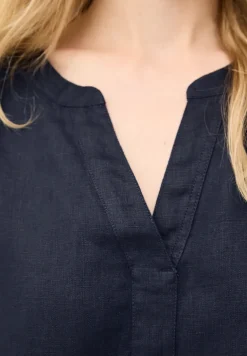 Split Neck Leinenkleid