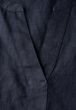 Split Neck Leinenkleid