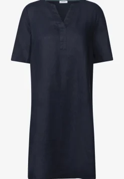Split Neck Leinenkleid