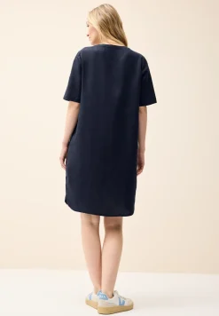 Split Neck Leinenkleid