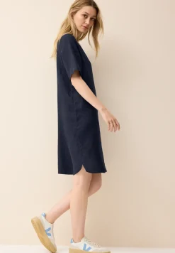 Split Neck Leinenkleid