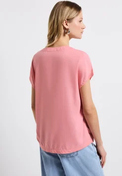 Split Neck Bluse in Unifarbe