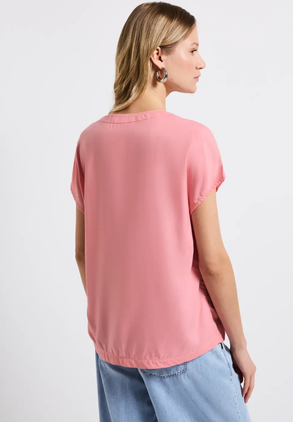 Split Neck Bluse in Unifarbe