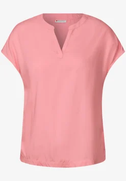 Split Neck Bluse in Unifarbe