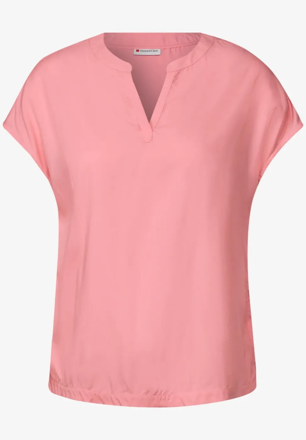 Split Neck Bluse in Unifarbe