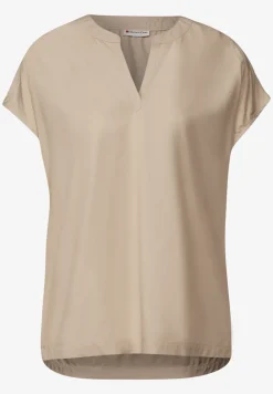 Split Neck Bluse in Unifarbe
