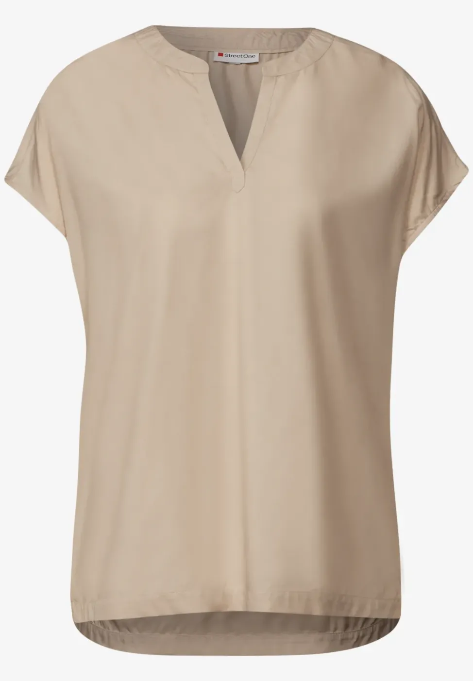 Split Neck Bluse in Unifarbe