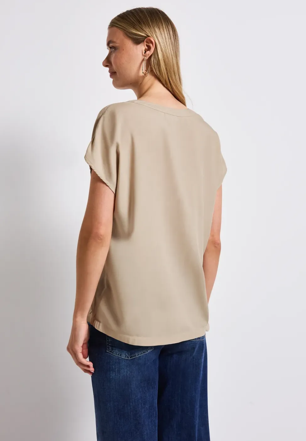 Split Neck Bluse in Unifarbe
