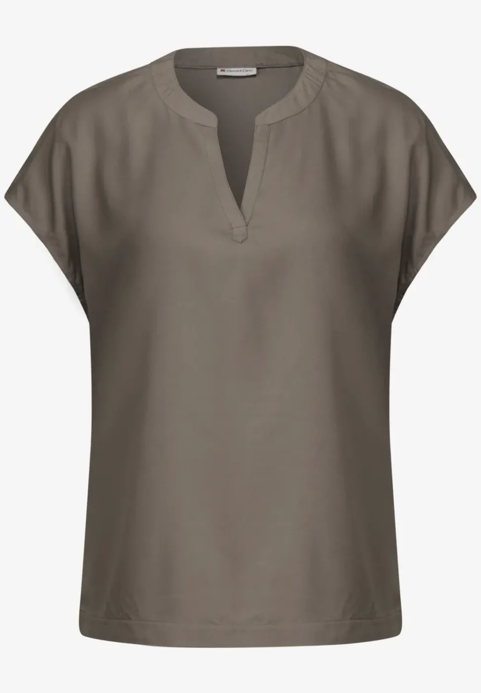 Split Neck Bluse in Unifarbe