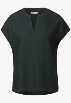 Split Neck Bluse in Unifarbe