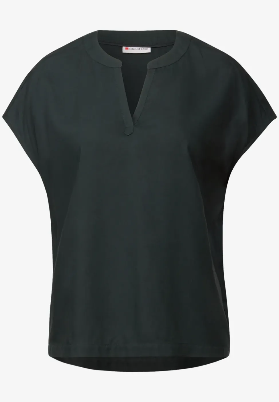 Split Neck Bluse in Unifarbe