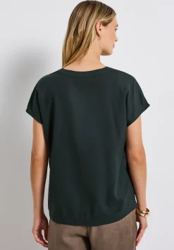 Split Neck Bluse in Unifarbe