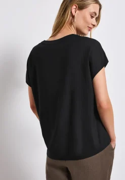 Split Neck Bluse in Unifarbe
