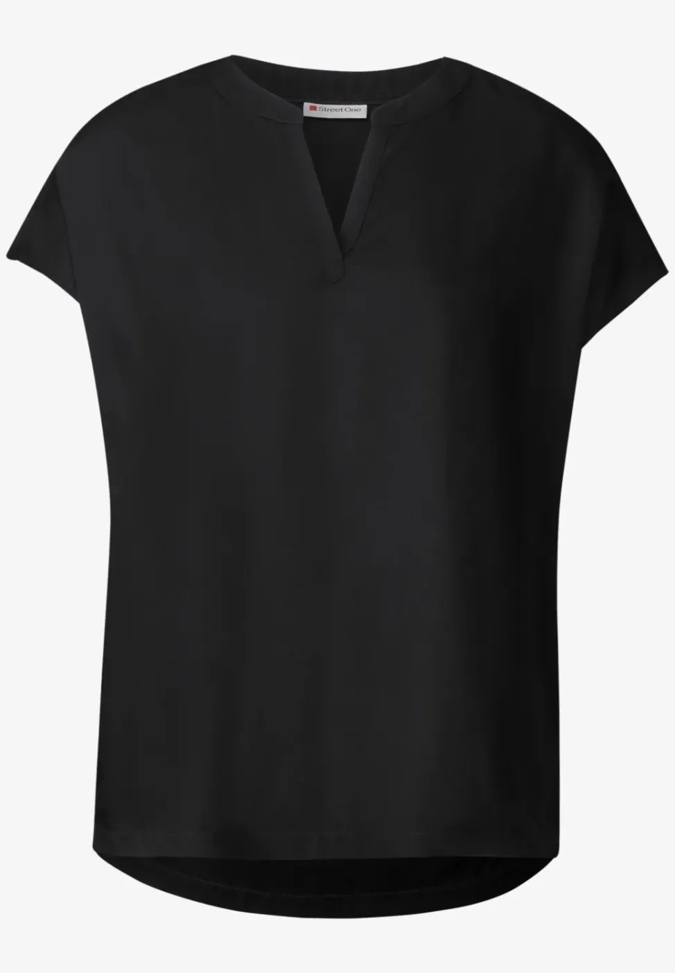 Split Neck Bluse in Unifarbe