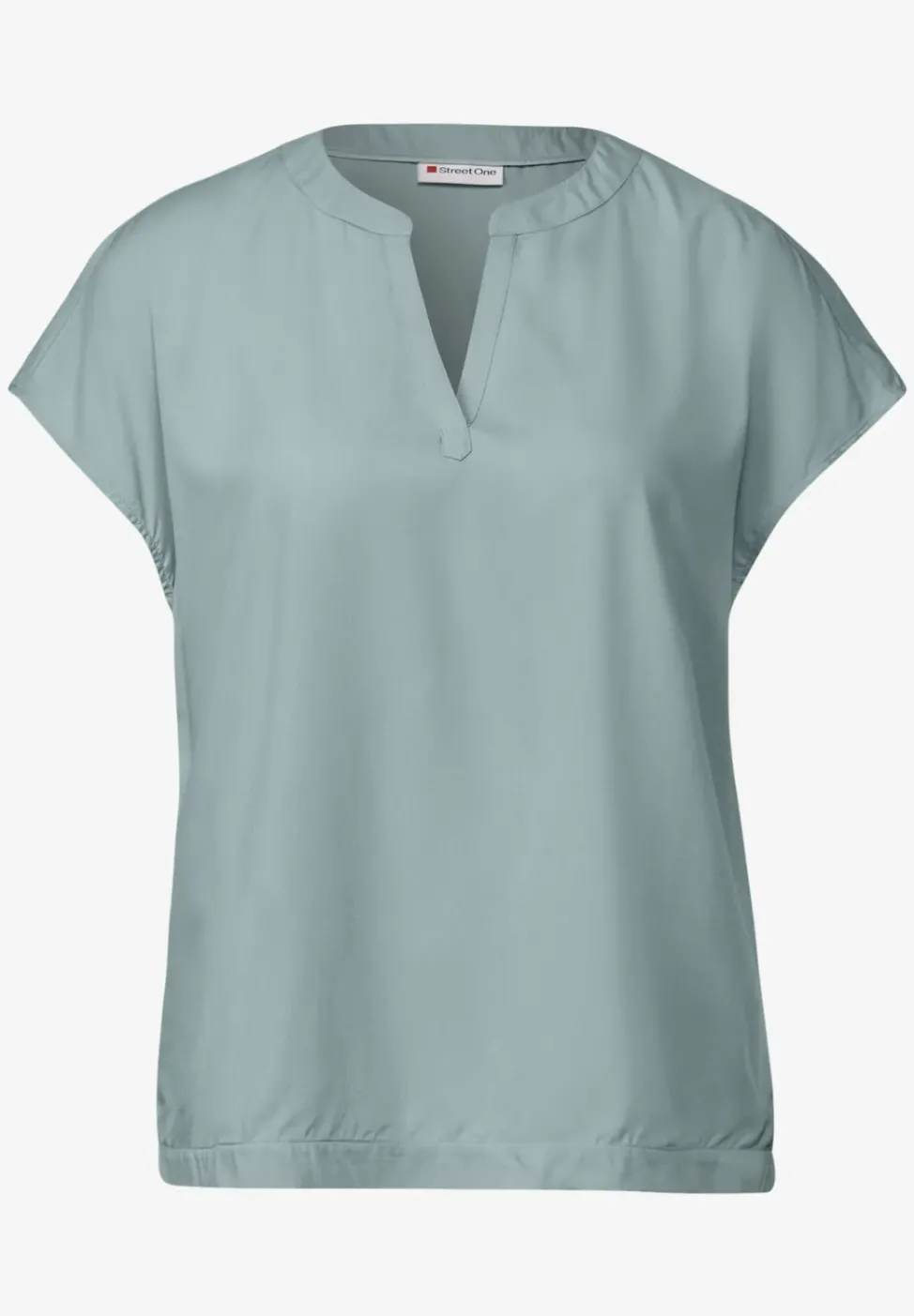 Split Neck Bluse in Unifarbe