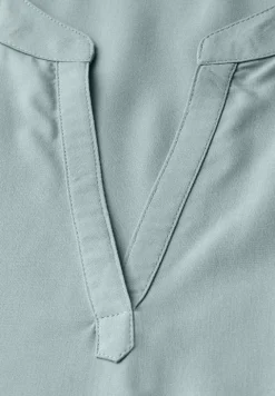 Split Neck Bluse in Unifarbe