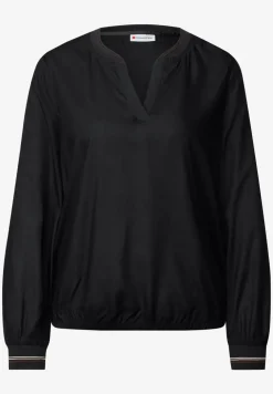 Split Neck Bluse mit Tape