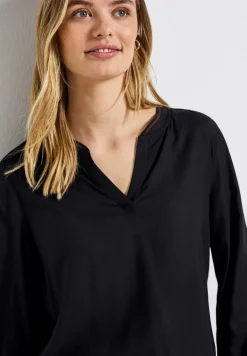 Split Neck Bluse mit Tape