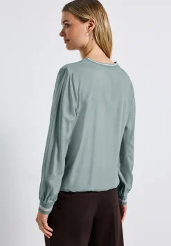 Split Neck Bluse mit Tape