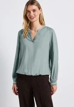 Split Neck Bluse mit Tape