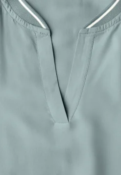 Split Neck Bluse mit Tape