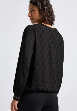 Split Neck Bluse mit Tape