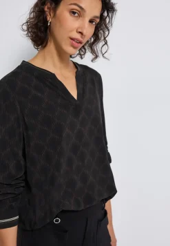 Split Neck Bluse mit Tape