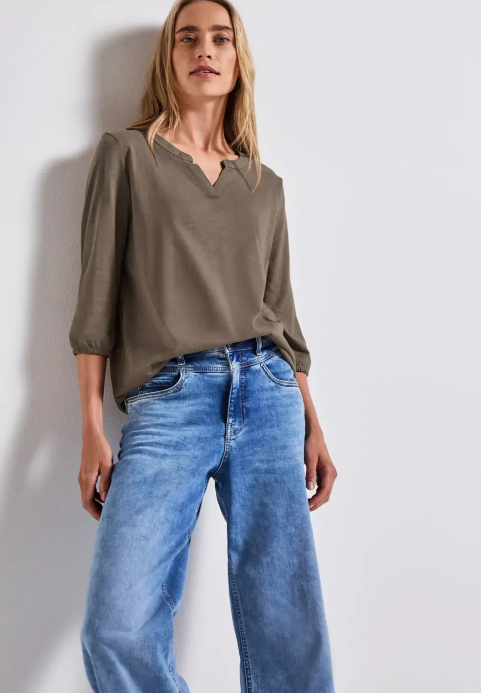 Split Neck Jersey Shirt